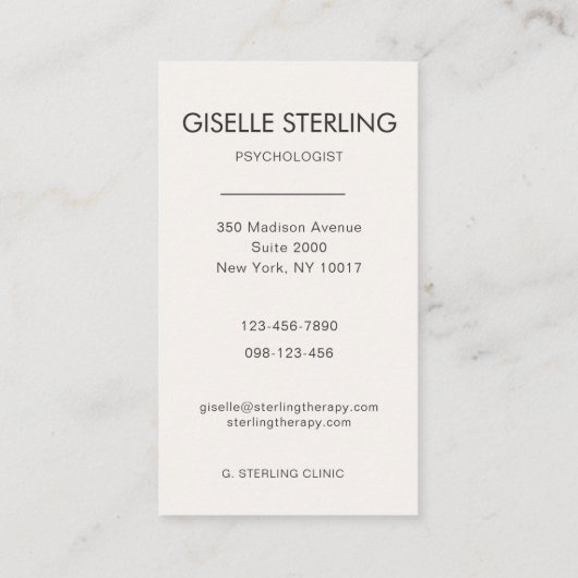 Psychologist Neutral Beige Photo 名刺 (裏面)