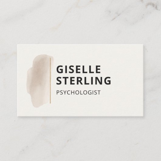 Psychologist Neutral Beige Watercolor 名刺 (正面)