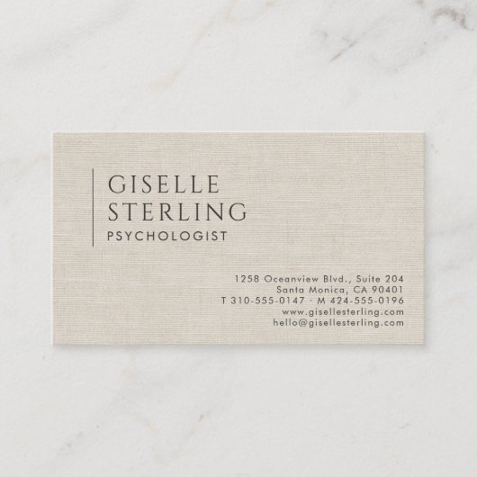 Psychologist Neutral Linen Beige 名刺 (正面)