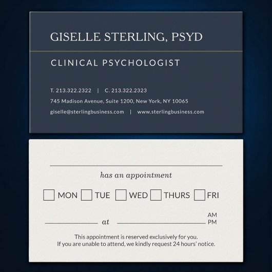 Psychologist Office Appointment Reminder 名刺