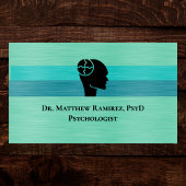 Psychologist Psychiatrist Teal Faux Metal QR Code 名刺