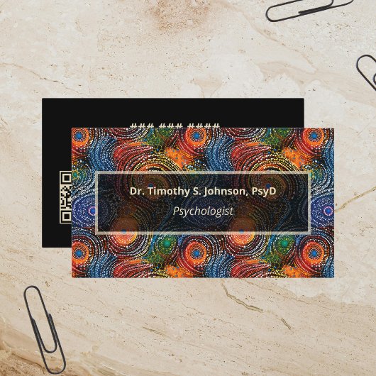 Psychologist | Therapist Colorful Swirls QR Code  名刺