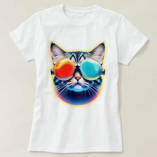 Psychonaut 熱狂する Kitty Catロゴホワイト Tシャツ (デザイン正面)