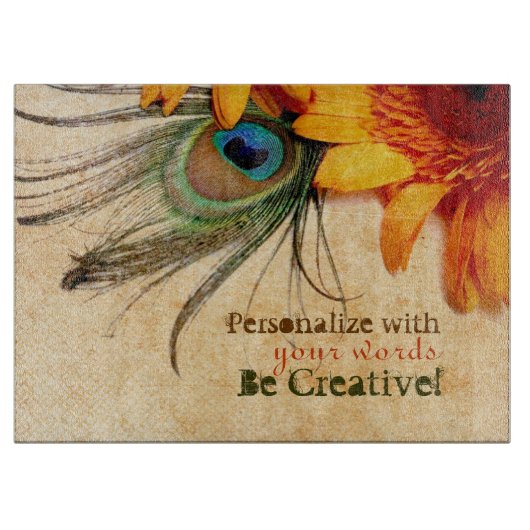 Psydefx : Gerbera Flower + Peacock Feather カッティングボード (正面)