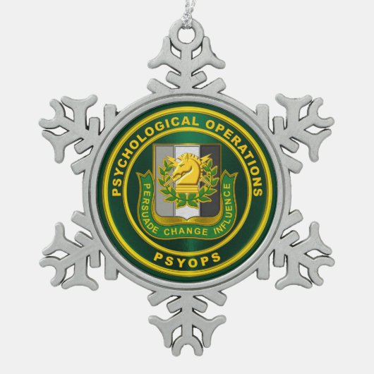 PSYOPS心理操作レジメンタルクレスト スノーフレークピューターオーナメント (正面)