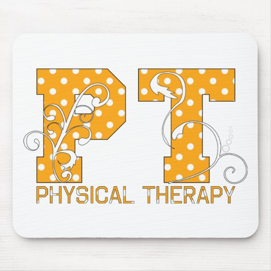 ptのオレンジ白い水玉模様 マウスパッド (正面)