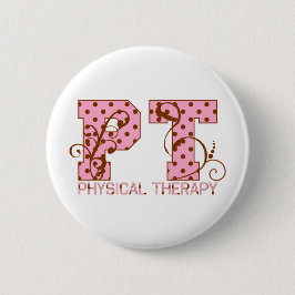 ptのピンクおよび茶色の水玉模様 缶バッジ