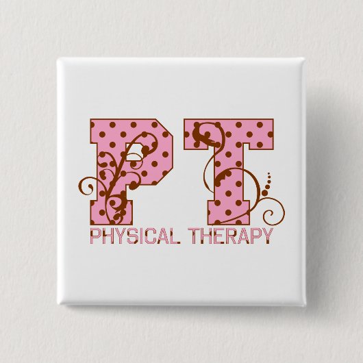 ptのピンクおよび茶色の水玉模様 缶バッジ (正面)