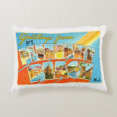Ptの気持が良いビーチのニュージャージーNJのヴィンテージの郵便はがき アクセントクッション (正面)