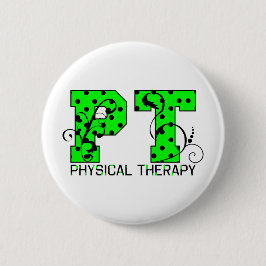 ptの緑および黒い水玉模様 缶バッジ