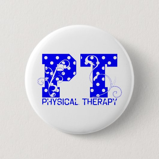 ptの青く白い水玉模様 缶バッジ (正面)