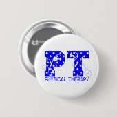 ptの青く白い水玉模様 缶バッジ (正面&裏面)