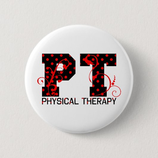 ptの黒く赤い水玉模様 缶バッジ (正面)