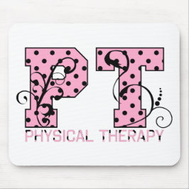 ptの黒く、ピンクの水玉模様 マウスパッド