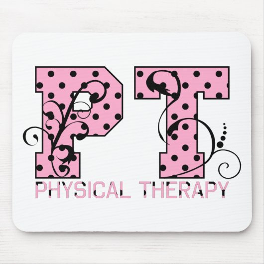 ptの黒く、ピンクの水玉模様 マウスパッド (正面)