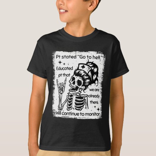 Ptは地獄に行く教育Pt我々はアレアであると述べた Tシャツ (正面)