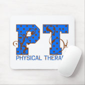 ptブラウンブルー水玉模様 マウスパッド (マウス)