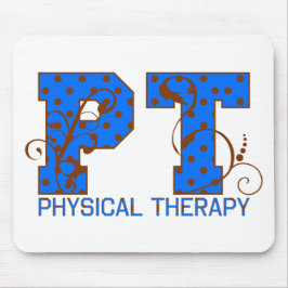 ptブラウンブルー水玉模様 マウスパッド