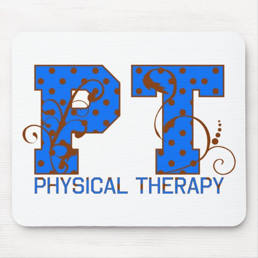 ptブラウンブルー水玉模様 マウスパッド (正面)