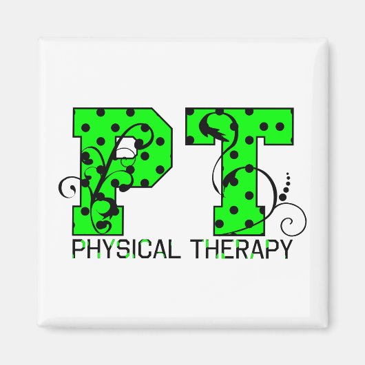 pt緑と黒の水玉模様 マグネット (正面)