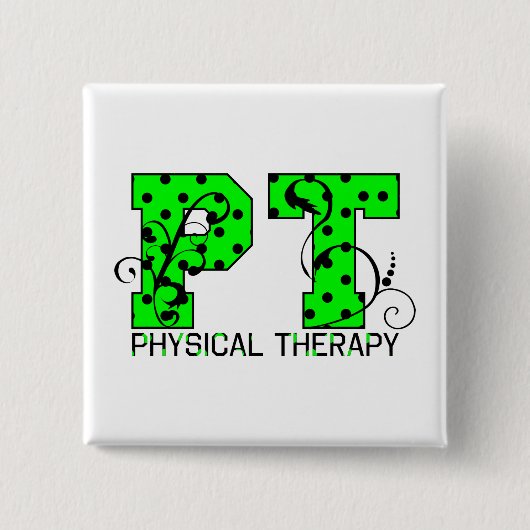 pt緑と黒の水玉模様 缶バッジ (正面)