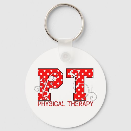 pt赤い白い水玉模様 キーホルダー (正面)