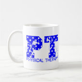 pt青い白い水玉模様 コーヒーマグカップ (左)