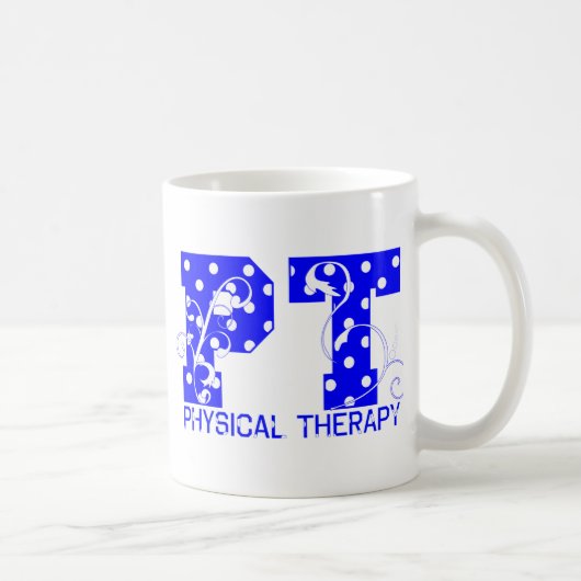 pt青い白い水玉模様 コーヒーマグカップ (右)