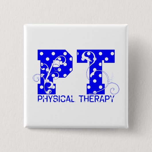 pt青い白い水玉模様 缶バッジ (正面)