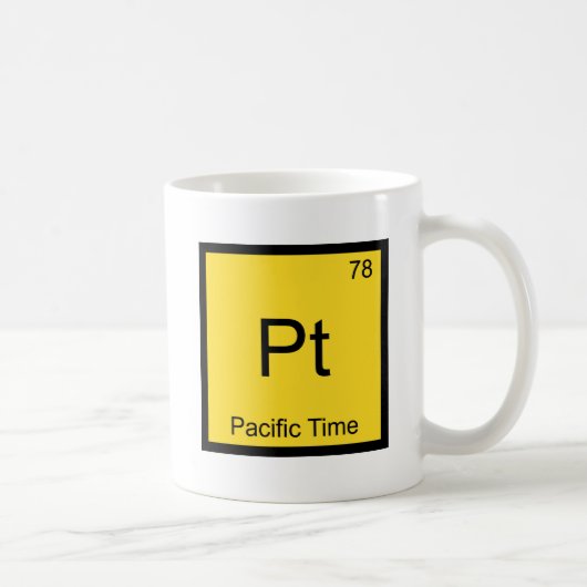 Pt -太平洋時間化学要素シンボルPST Tee コーヒーマグカップ (右)