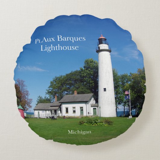 Pt Aux Barquesライトハウスラウンドピロー ラウンドクッション (正面)