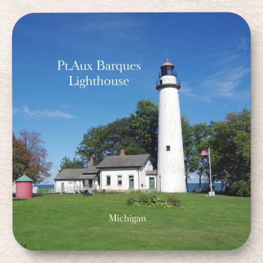 Pt Aux Barques Light house 6プラスチック製コースター コースター (正面)