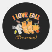 Pt Nurse Fall I Love Fall Prevention Fall Physical ラウンドシール (正面)