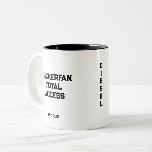 PTAポーズディーゼルコーヒーマグ–11oz ツートーンマグカップ (正面左)