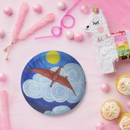 Pterodactylは飛行に紙皿を取ります ペーパープレート (パーティー)