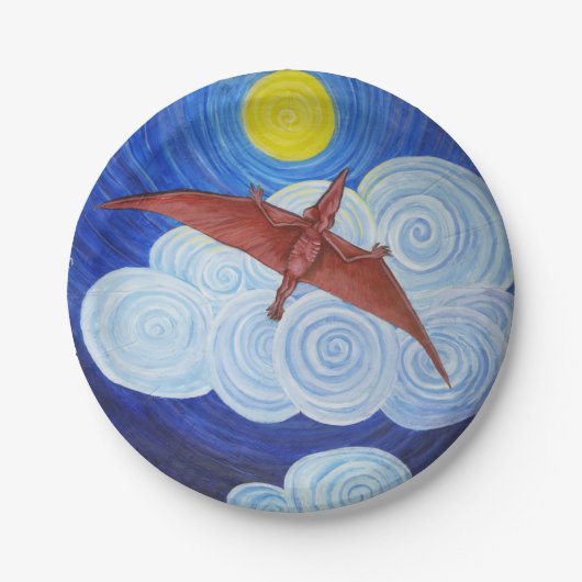 Pterodactylは飛行に紙皿を取ります ペーパープレート (正面)