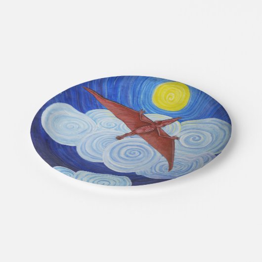 Pterodactylは飛行に紙皿を取ります ペーパープレート (アングル)