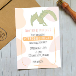 Pterodactyl Kidsの最初の誕生日パーティーの招待 招待状