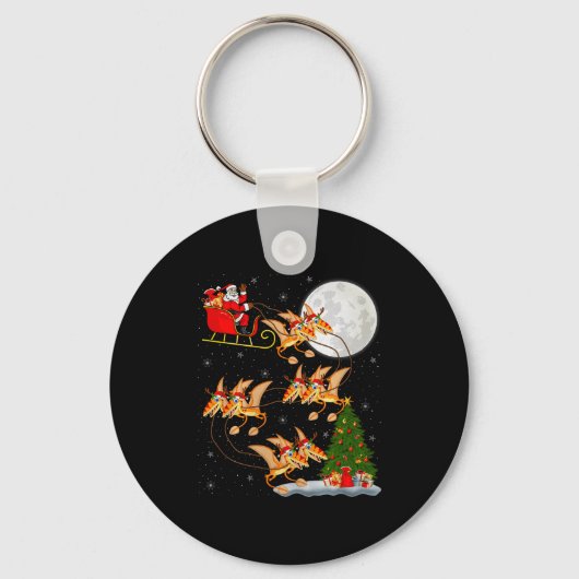 Pterodactyls Dinosaur Bird Santa Sleigh Flying Chr キーホルダー (正面)