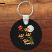 Pterodactyls Dinosaur Bird Santa Sleigh Flying Chr キーホルダー (正面)
