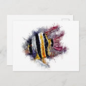 Pterophyllum AngelFish水彩水族館ギフト ポストカード (正面/裏面)