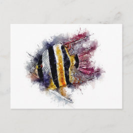 Pterophyllum AngelFish水彩水族館ギフト ポストカード