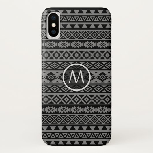 Ptnアステカな様式化されたBlk及び灰色I (パーソナライズな) Case-Mate iPhoneケース (裏面)