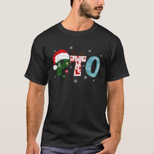 PTO Santa Hat Reindeer Parent Teacher Organization Tシャツ (正面)