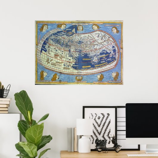 Ptolemaic World Map ポスター (ホームオフィス)