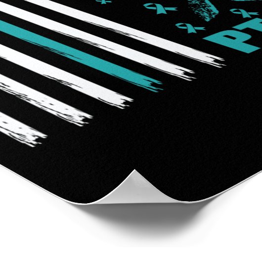 Ptsdと戦うティール(緑がかった色)リボンとフラグ ポスター (角)