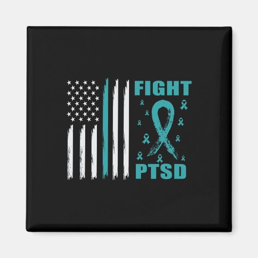 Ptsdと戦うティール（緑がかった色）リボンとフラグ マグネット (正面)