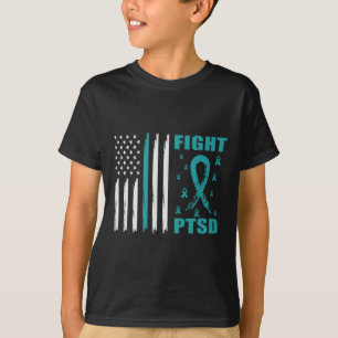 Ptsdと戦うティール(緑がかった色)リボンとフラグ Tシャツ