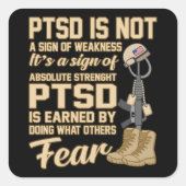 PTSDは弱さの徴候ではない認識度リボン スクエアシール (正面)