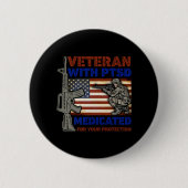 PTSDを使用した退役軍人による保護 缶バッジ (正面)